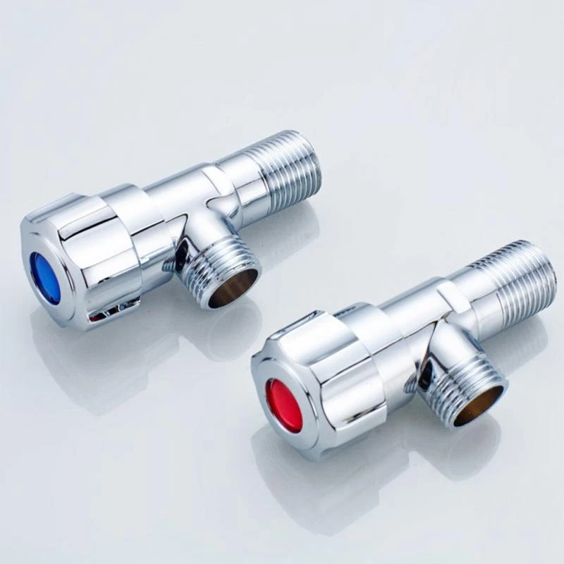 Electroplating 201 Stainless Steel Angle Valve Copper Thick Cold Water Heater Water Stop Valve Triple-Cornered Valve