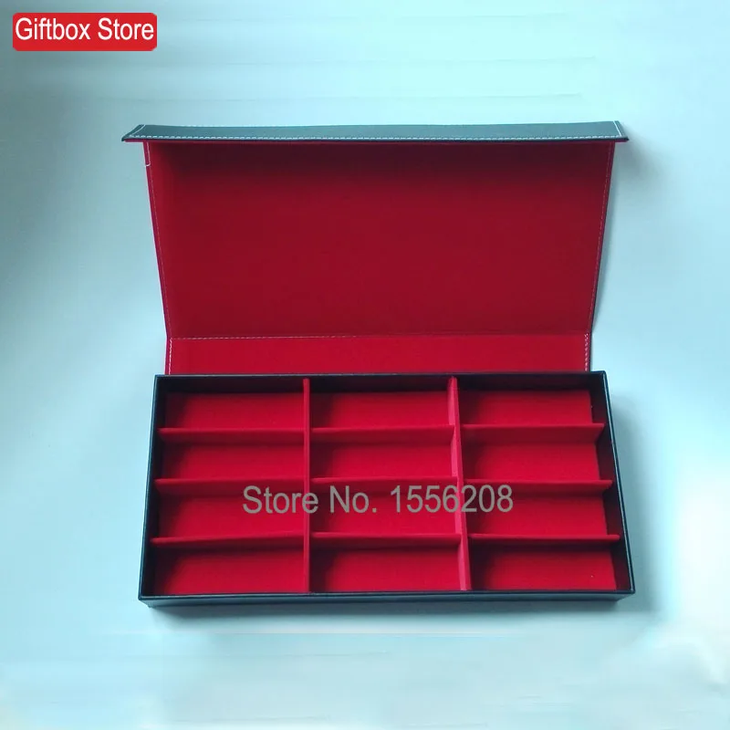 Черный и красный Настольный органайзер для хранения солнцезащитных очков дисплей чехол для 12 пар очков держатель
