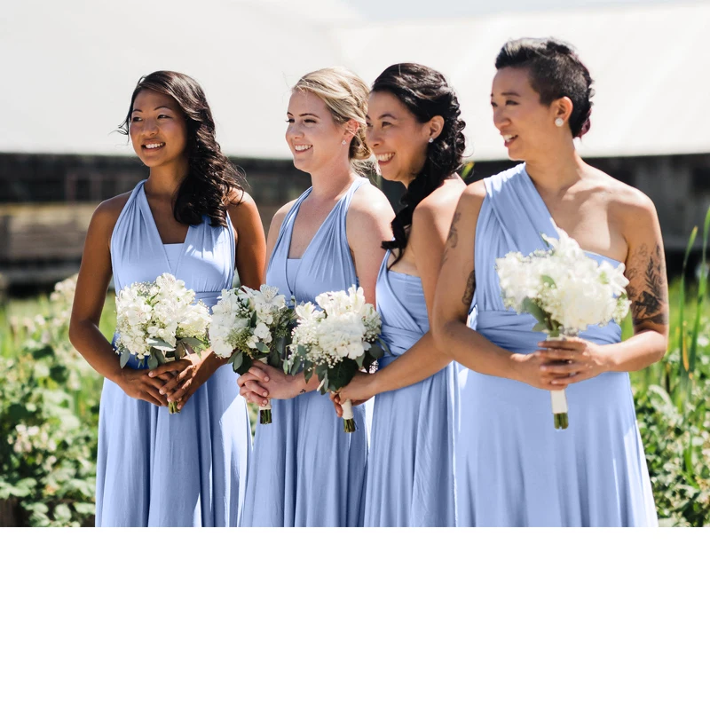 dusty blue bridesmaid dresses short