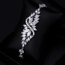 Роскошный AAA циркон элементы лист австрийский кристалл браслет Белое золото-цвет модные украшения Сделано с