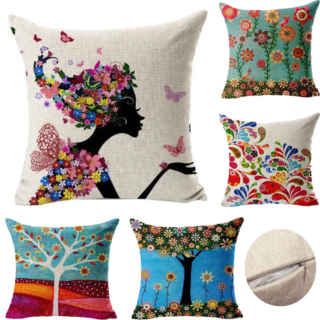 

Home Office Hug Pillowcase Cushion Butterfly Shell Girl, Linen Pillow Case 45*45 Poszewki Na Poduszki Funda Almohada Fronhas