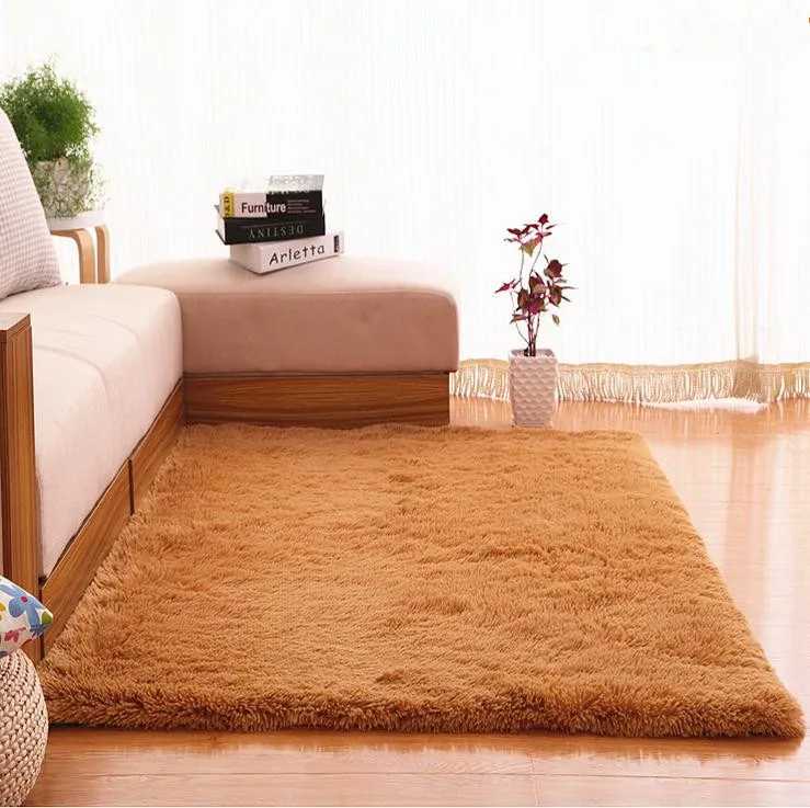 Плюшевый тканевый Противоскользящий коврик, толстые напольные ковры для гостиной, Одноцветный коврик для ванной комнаты, водопоглощающий коврик, размер Cuatom - Цвет: Khaki