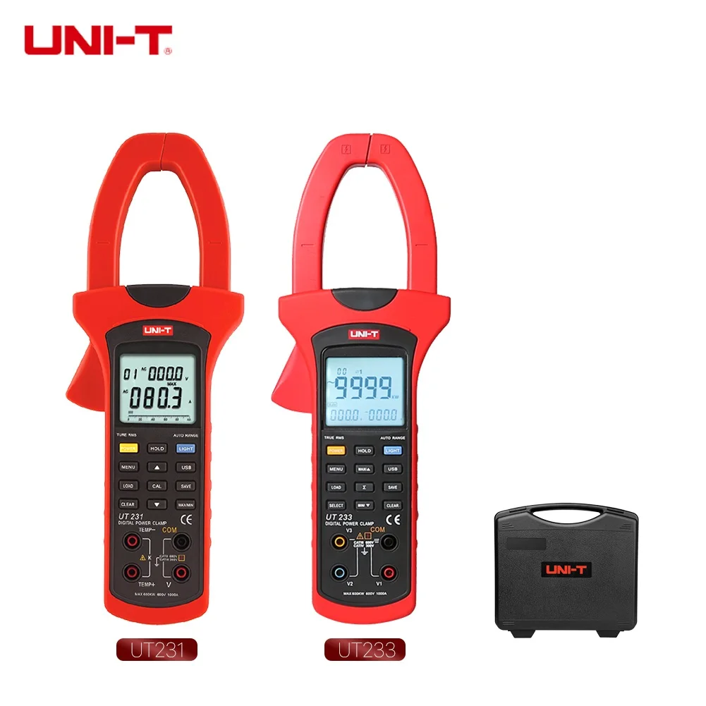 

NEW UNI-T UT233 9999 Counts Three Phase 600KW Power Clamp Meter True RMS Digital Clamp Meter Phase Sequence Tester USB Interface