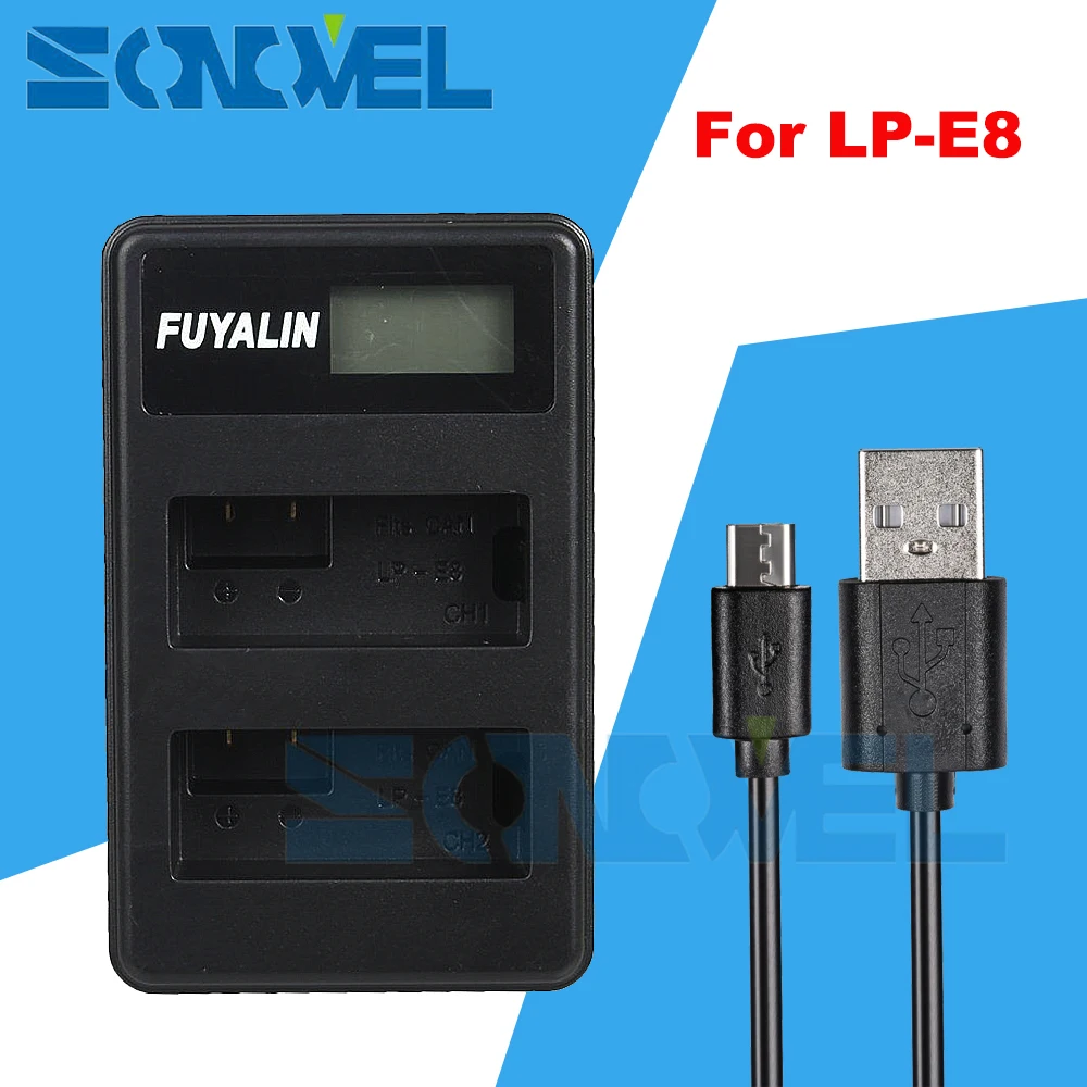 LPE8 LP E8 USB LCD Dual Battery Charger For Canon Rebel T5i T4i T3i T2i
