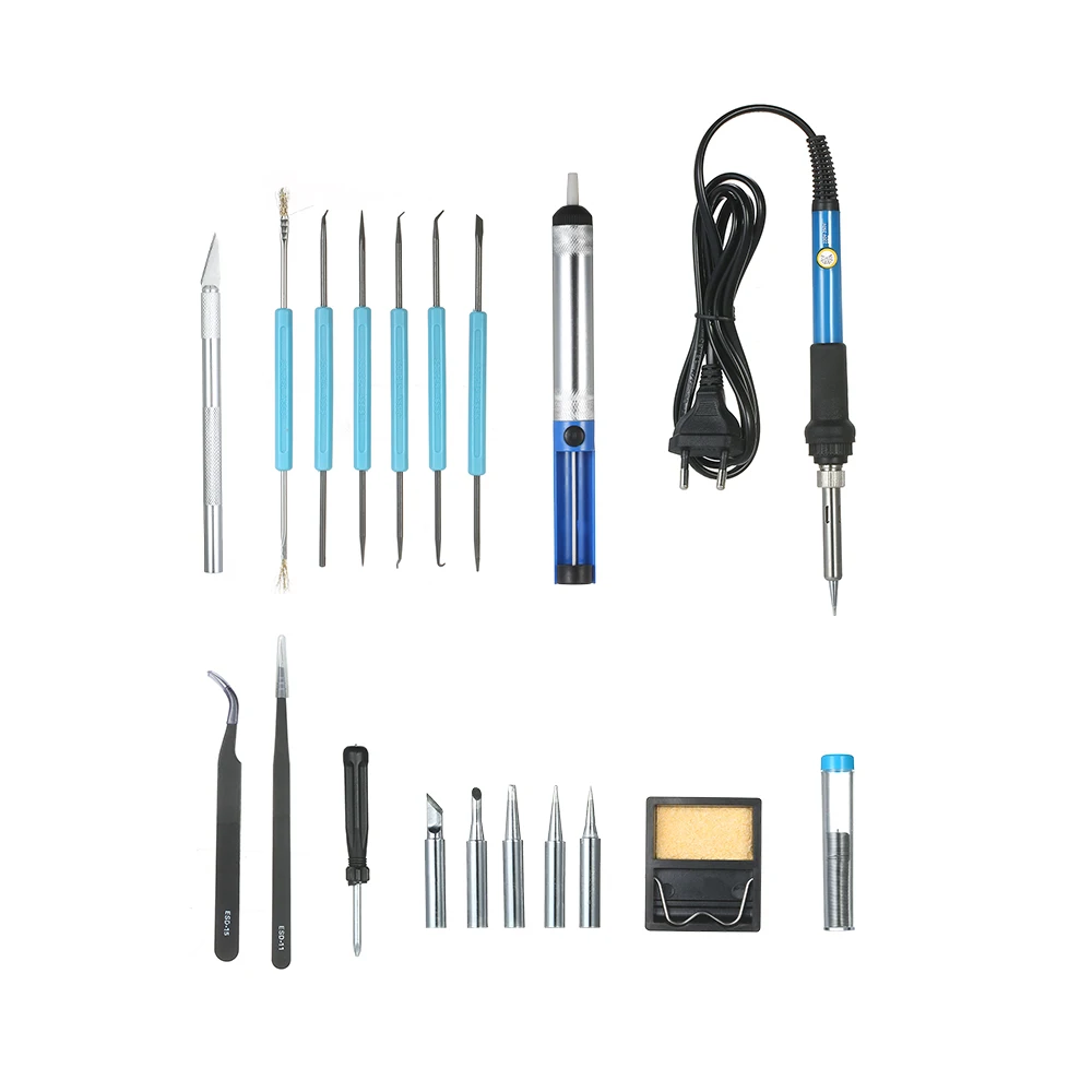 20 in1 Набор инструментов для пайки, 60 Вт, электический Температура сварки паяльник для подключения к 5 жал для паяльника отсос для припоя чехол для переноски