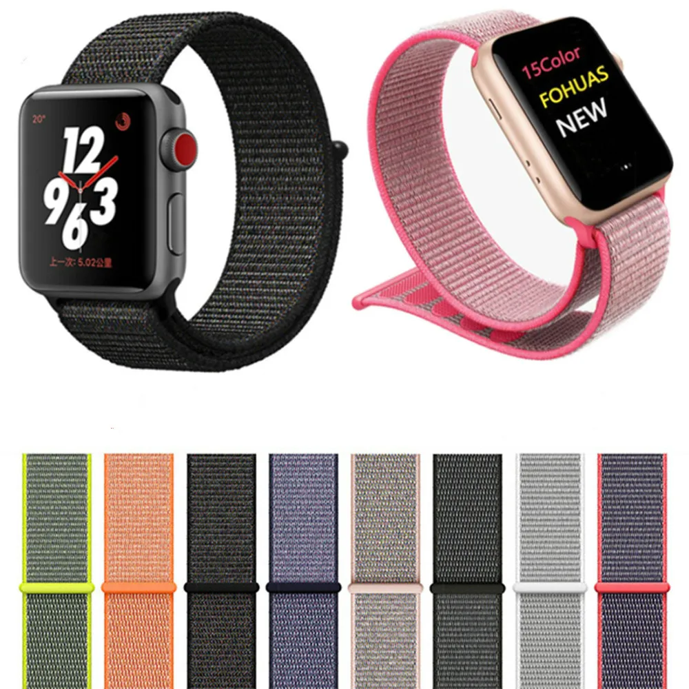 

Nylon Sport Loop Band Watch Strap for Apple Watch 4/3/2/1 Loop Sports Watch Band Bracelet for IWatch 44mm 42mm 40mm 38mm