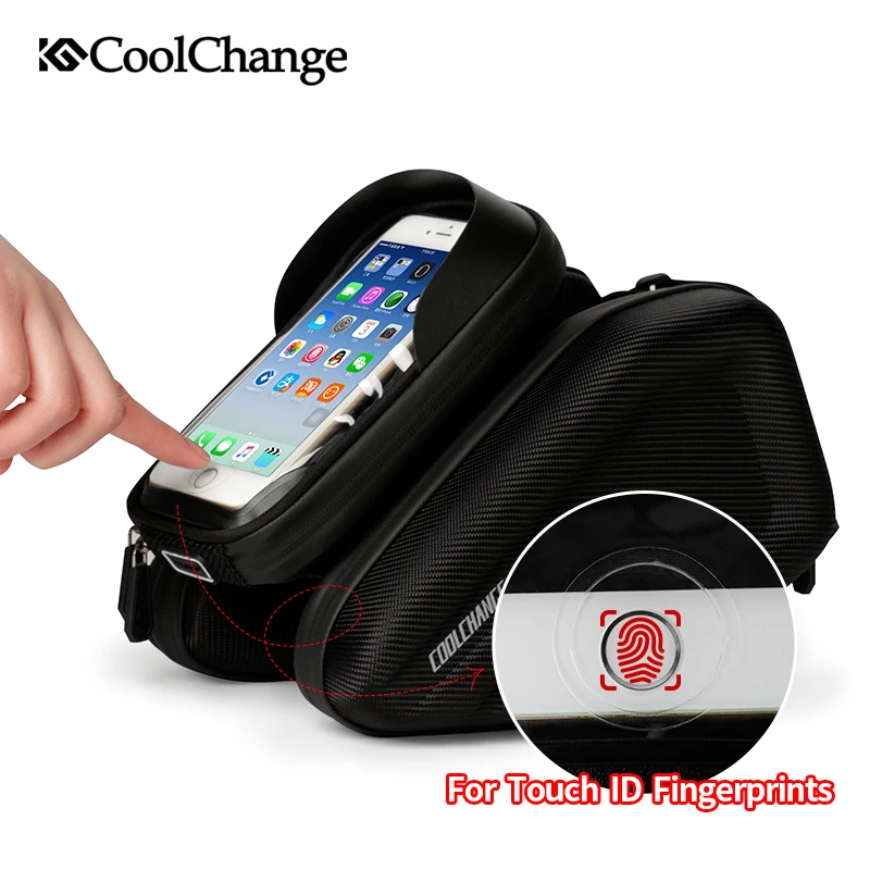  CoolChange Waterproof Bike Bag Frame Front Head Top Tube Cycling Bag Double IPouch 6.2 Inch Touch S - 32849782542