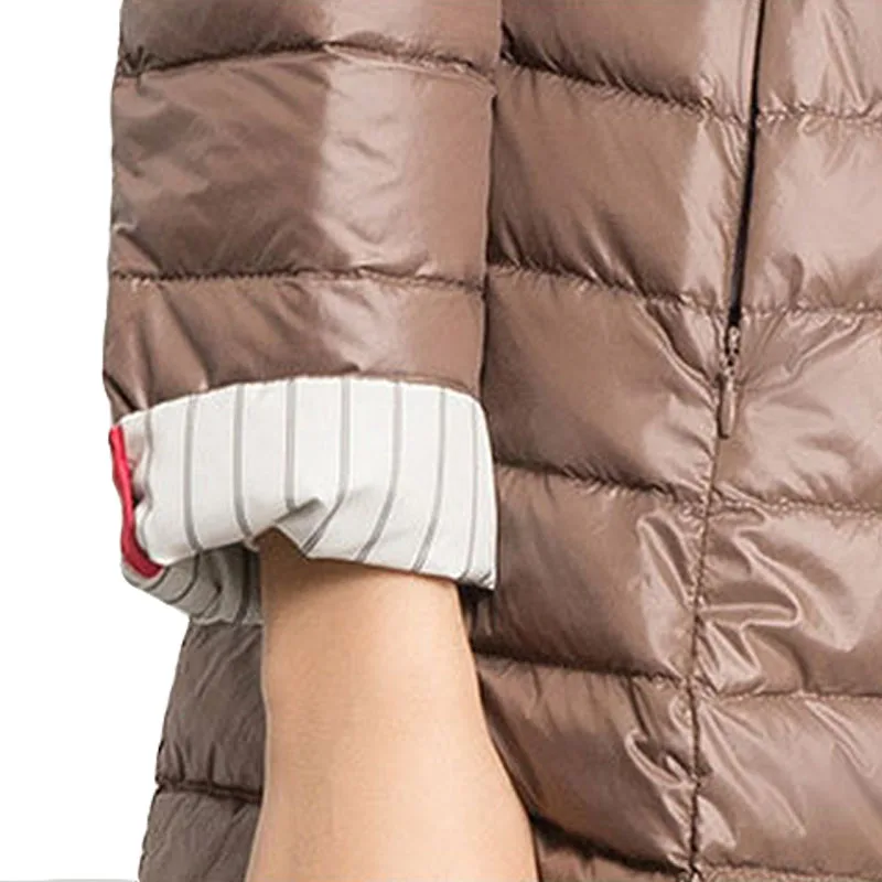 Новое поступление 2017 Женские Длинные легкие куртки на утином пуху пальто без