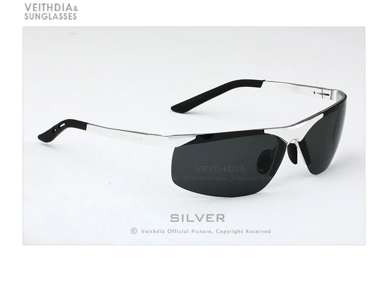 Бренд VEITHDIA, чехол, Мужские поляризационные солнцезащитные очки без оправы, прямоугольные, УФ 400, зеркальные Мужские солнцезащитные очки для мужчин 6501 - Цвет линз: Серебристый