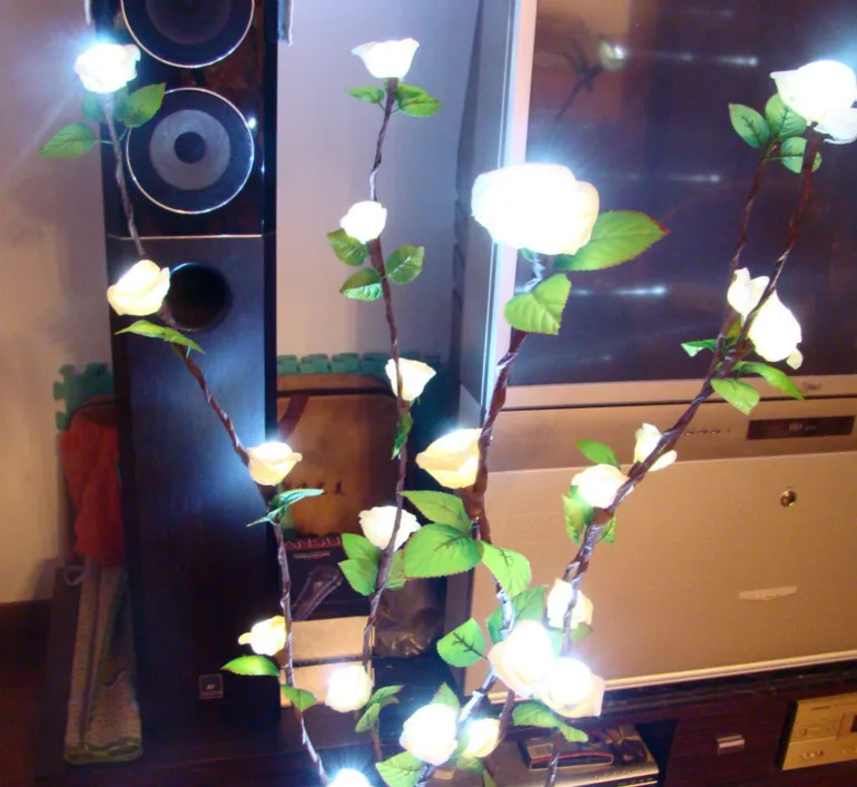 

Outdoor guide road decoration lamp battery light 5 LED simulation rose branch lamp living room decoration tree lamp