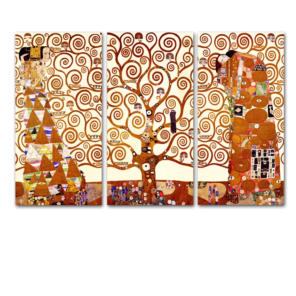 SELFLESSLY-3-Panels-Canvas-Painting-Gustav-Klimt-Tree-Of-Life-Wall-Pictures-For-Living-Room-Wall (1)
