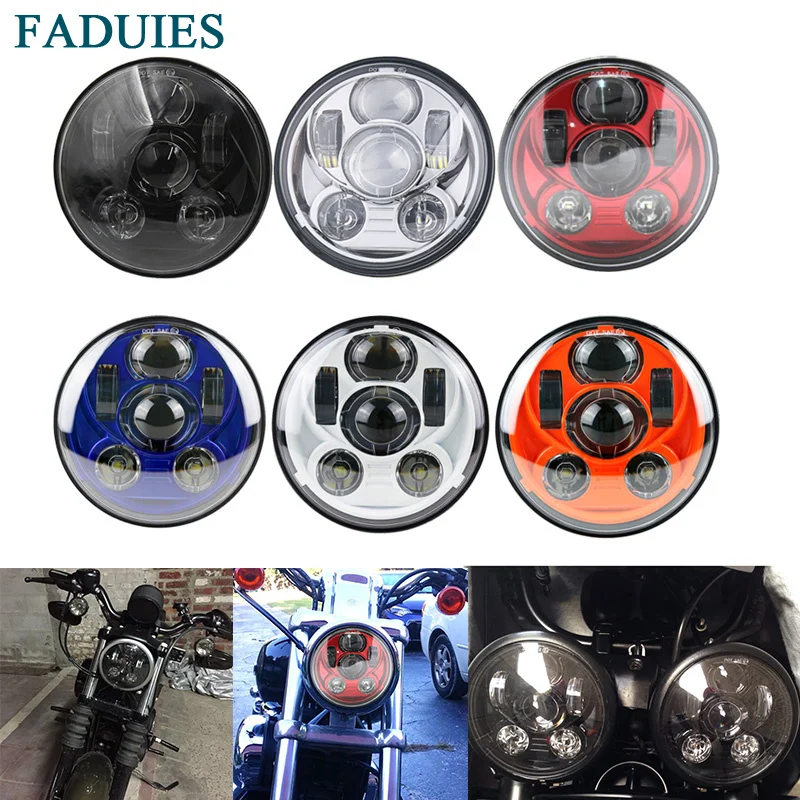 FADU1 IES New Motos Accessories 5.75 headlight motorcycle 5 34 led headlight For Harley Motorcycle Black Projector Daymaker (22)