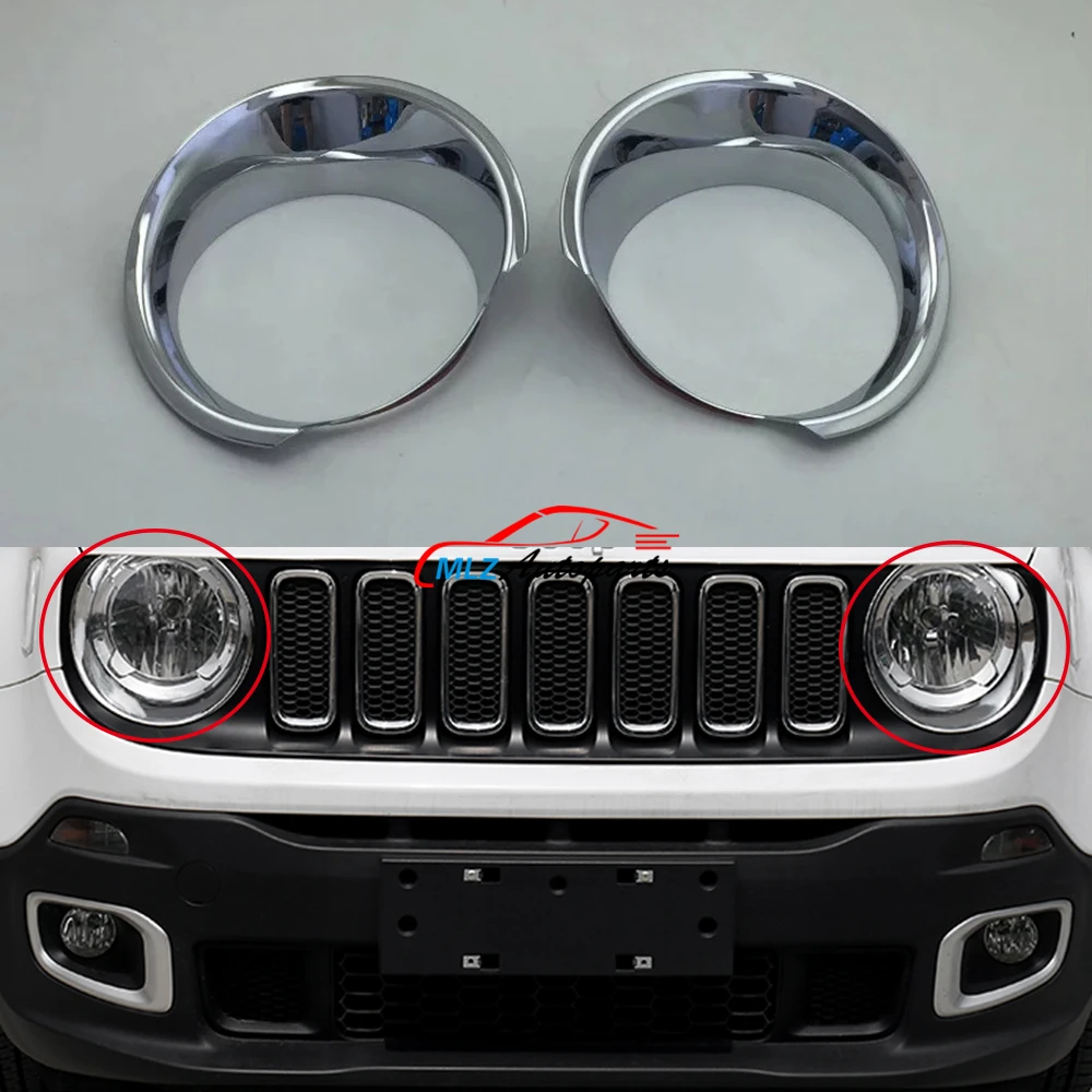 For Jeep Renegade 2015 2016 Front Head Light Headlight Lamp Chrome