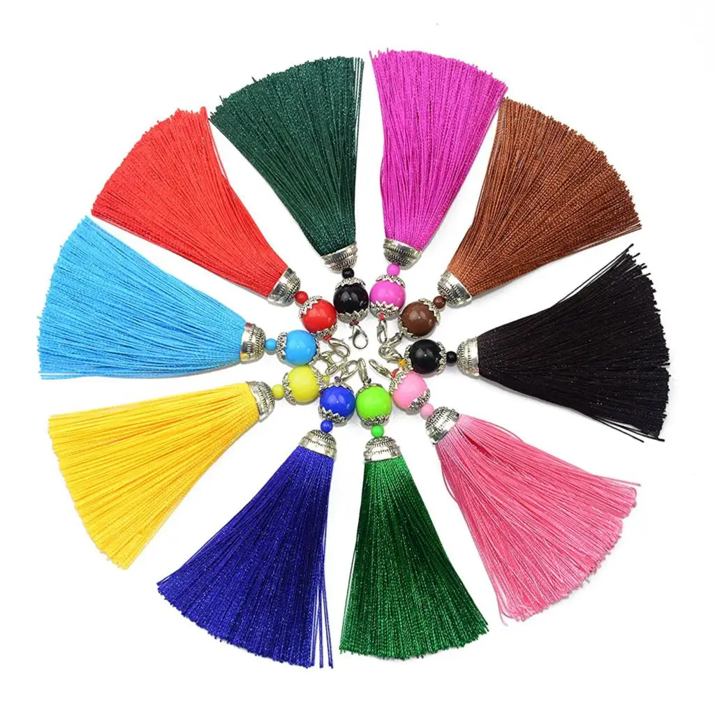 10pcs/lot 11.5cm handmade Floss Tassels Earrings Charm Pendant Satin