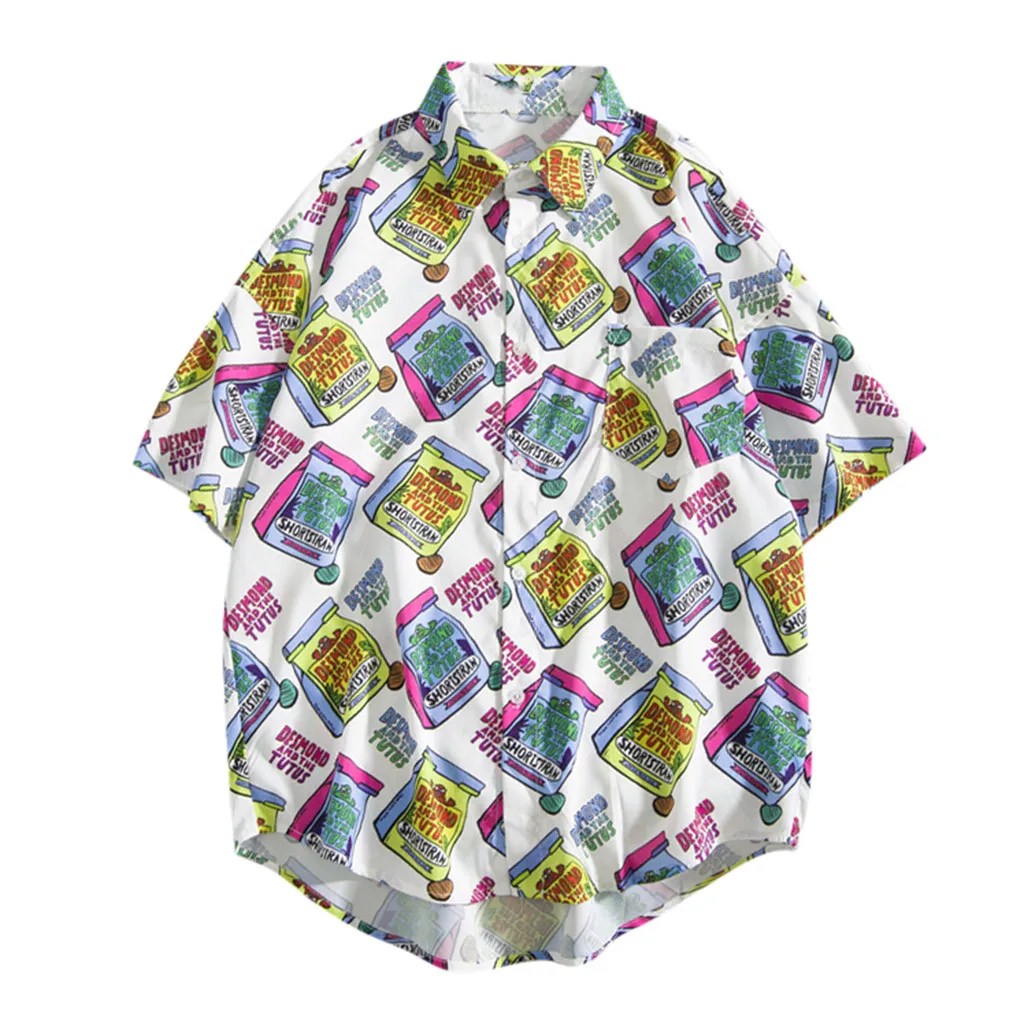 Womail Горячая Для мужчин s летние модные футболки Повседневное многоцветный с печатным рисунком пляжные топы, блузка рубашка Для мужчин короткий рукав Свободные