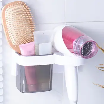 

Seamless Stickers Hair Dryer Storage Shelf Bathroom Organizer Storage Box Rack Multi-functional floating shelf