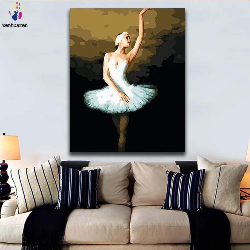 

DIY Coloring paint by numbers Elegant dancer paintings by numbers with kits 40x50 framed