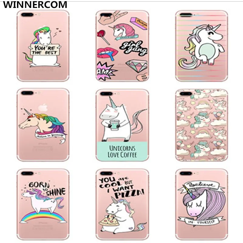 

WINNERCOM Unicorn serie Phone cases For IPhone 5s 6 6s 7 8 Plus X Painted Protective Case Hard PC Transparent Matte Iphone Cover