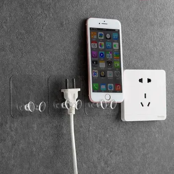 

High quality creative socket hook home clean and storage transparent plug wall mount bracket Kitchen wall strong glue hook