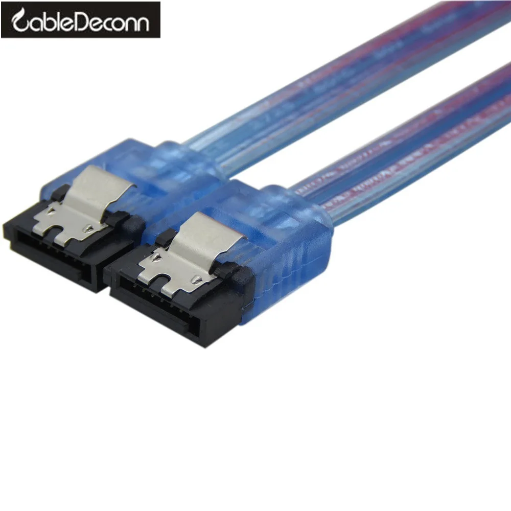 Buy SATA III 3.0 6Gb/s HDD 7pin Flat Data Cable Straight 180 Degree Blue Metal