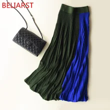 BELIARST, Весенняя и летняя модная плиссированная юбка, прошитая Юбка До Колена, свободная теплая вязаная юбка с кашемировой шерстью