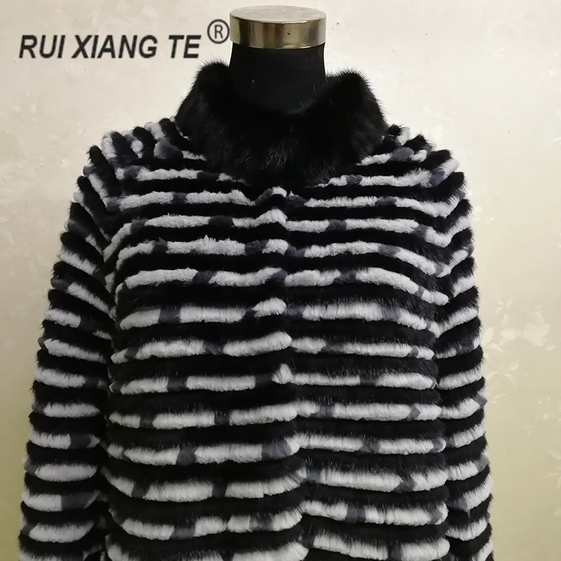 women real fur coat real mink strip sewed toghter coat natural fur warm winter jackets Wide-waisted coat cuff mink with collar
