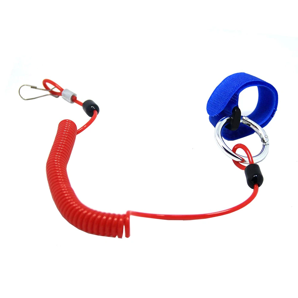 

Elastic Easy Use Coiled Lanyard Stretch Rope Surfboard Paddle Leash Fixing Canoe With Key Ring Rowing Boats Raft Safety Kayak