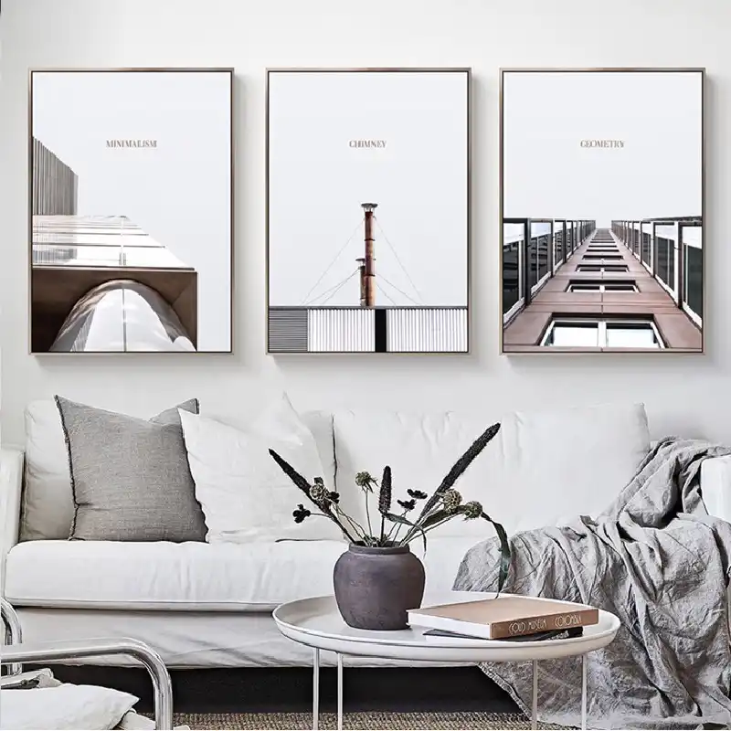 Modern Nordic Architecture Geometry Structure Simple Impression Calm Art Poster Wallpaper Print Canvas Painting Bedroom Decor