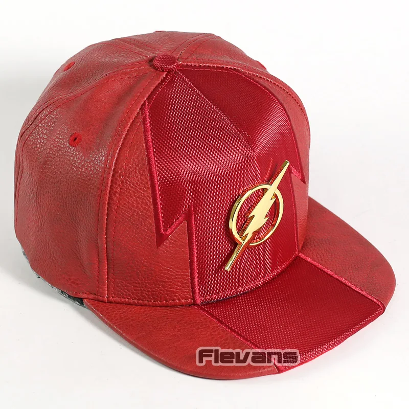 DC комикс супергерой вспышка Snapback шляпа мужские головные уборы sFashion Регулируемая кожаная бейсболка