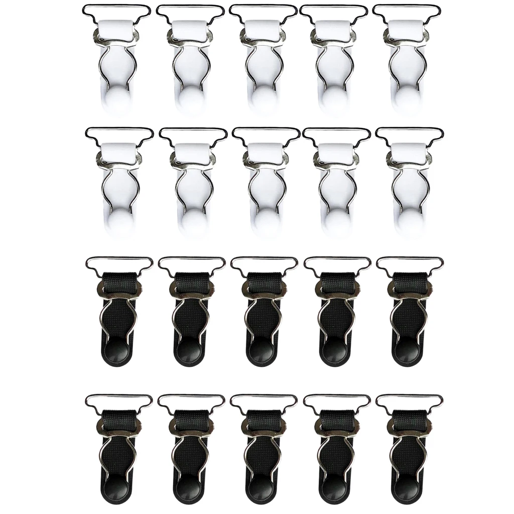 20pcs Ladies White and Black Women Garter Belt Straps Replacement Suspenders Grips 20mm