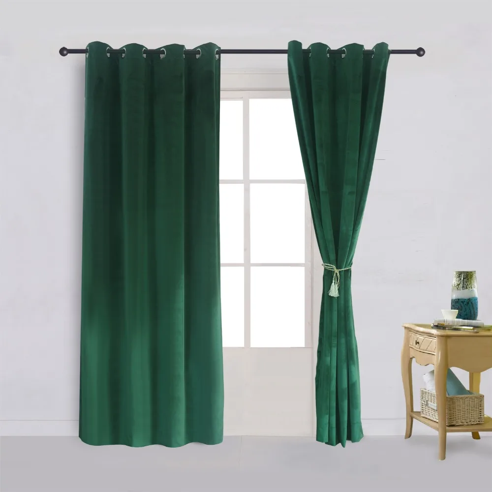 (atrovirens)solid Matt Heavy Velvet Curtain Drape Panel Blackout Super