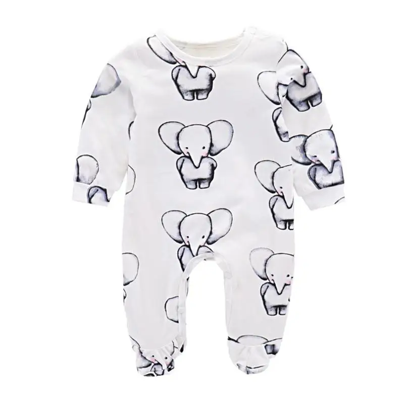 Unisex Baby Rompers Newborn Baby Romper Cute Cartoon Elephant Print