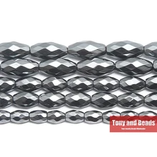 Pietra naturale senza forma di riso sfaccettata magnetica perline di ematite nera 4x6 5x8 6x12MM 15