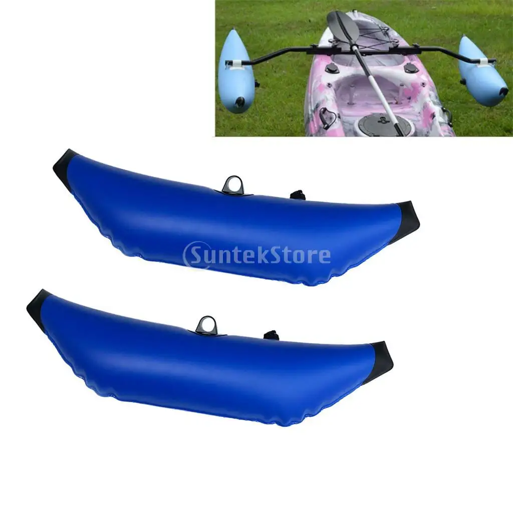2 Pieces Durable Blue PVC Inflatable Outrigger Stabilizer Water Float for Kayak Canoe Boat Fishing Standing Paddling Beginners