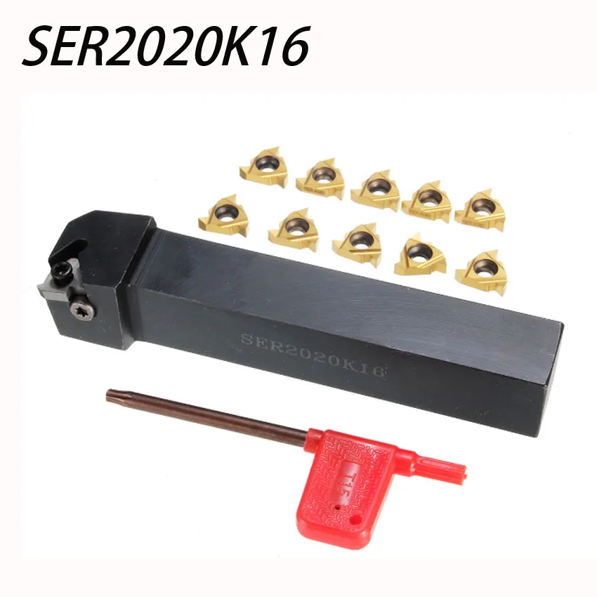 

SER2020K16 CNC Lathe Turning Tool Holder Boring Bar with 10Pcs 16ER AG60 Blade Insert Machine Accessories Turning Tool Set