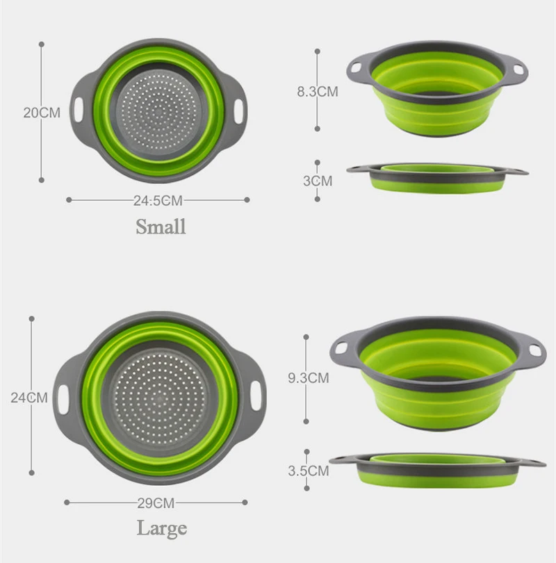 Складной полипропилен силикон, корзина для мытья, кухонный складной дуршлаг для фруктов и овощей, складной фильтр для слива с ручкой, инструмент