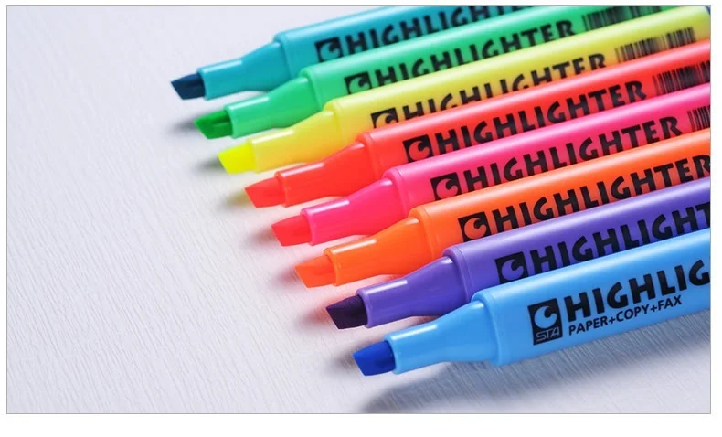STA 3240 8 видов цветов выделители ручка Треугольники стержень флуоресцентный косой воды-ручка маркер офис и школьные принадлежности 8 шт./лот