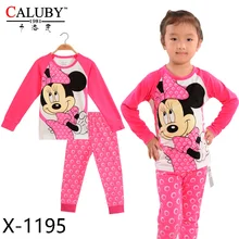 Autumn New Princess Girls Sleepwear Cartoon Polka Dot Long Sleeve Toddler Baby Kids Clothing Set Tops