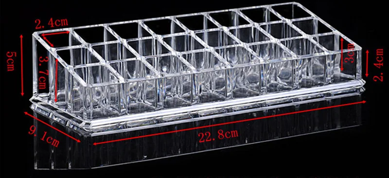 Прозрачный акриловый помады коробка для хранения 12/24 Слоты Организатор Макияж губ полная Дисплей стойку Косметическая чехол для хранения Box Помада держатель - Цвет: 24 slots