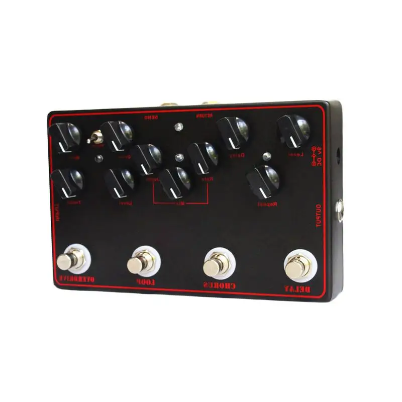 4 en 1 Guitarra efectos integrados retardo + Chorus + lazo + Overdrive Guitarra efecto Pedal Guitarra eléctrica parte y accesorios