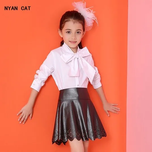 EMS DHL Free Shipping Children Kids Toddler Girls Black Faux Leather