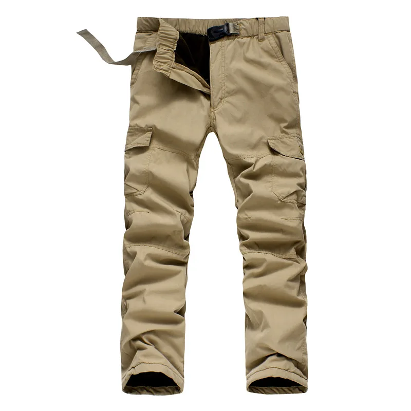 Новинка, мужские брюки карго, зимние плотные теплые штаны, полная длина, много карманов, повседневные, военные, мешковатые, тактические брюки, плюс размер 3XL - Цвет: CK01 Khaki