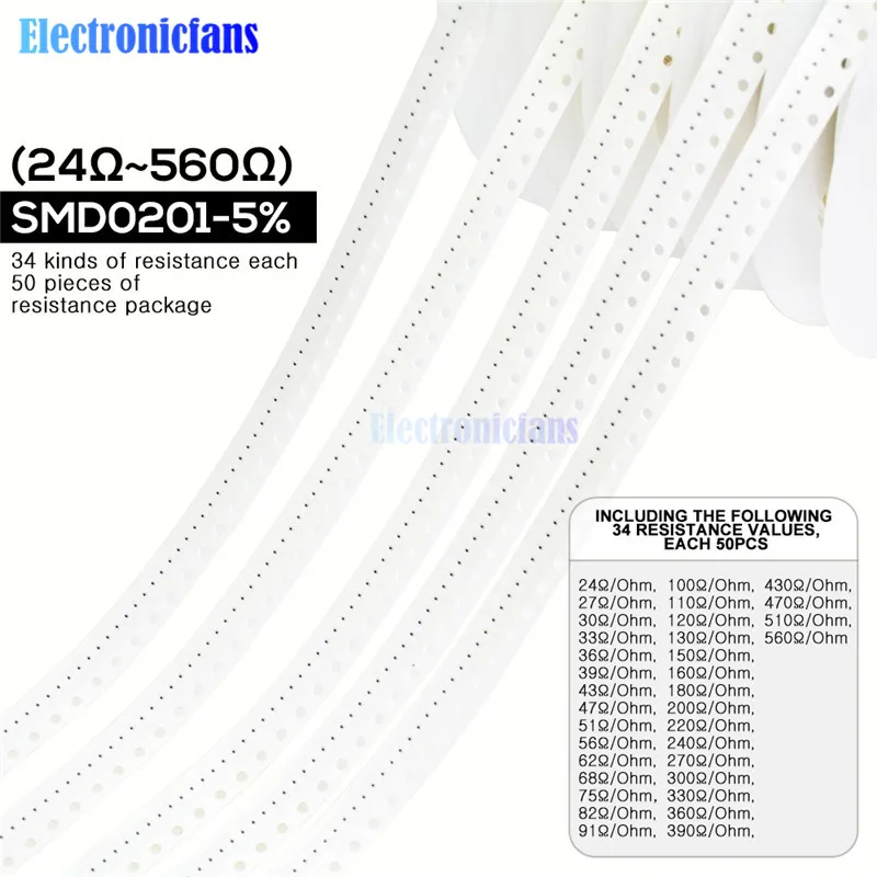 1700 шт./лот 0201 SMD резистор 0R 10 м Ом 5% 1/20 Вт 0 25 чип сопротивления фиксированный набор
