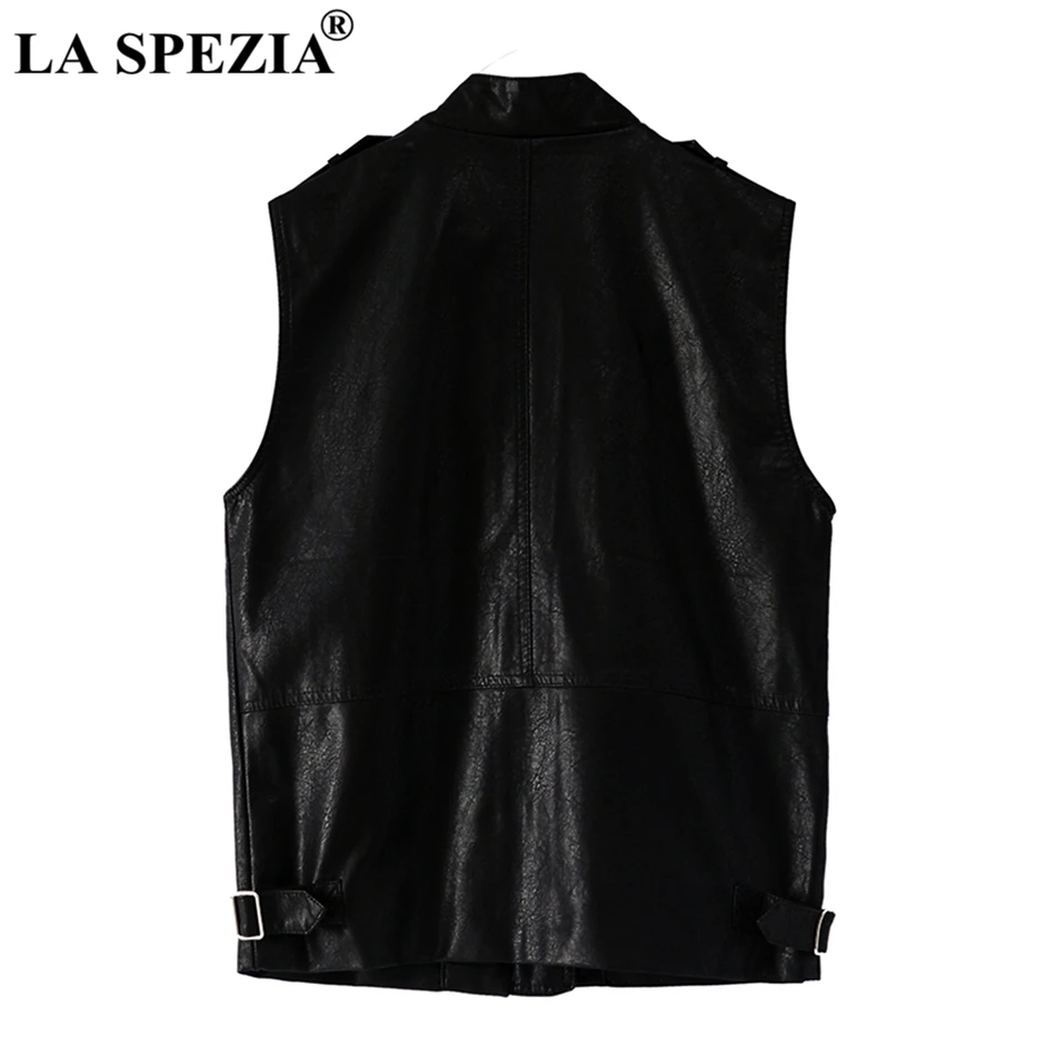 LA SPEZIA Short Vest Women Black Street Motorcycle Waistcoat Female With Pockets Faux Leather Ladies Autumn Sleeveless Jackets LA SPEZIA Short Vest Women Black Street Motorcycle Waistcoat Female With Pockets Faux Leather Ladies Autumn Sleeveless Jackets