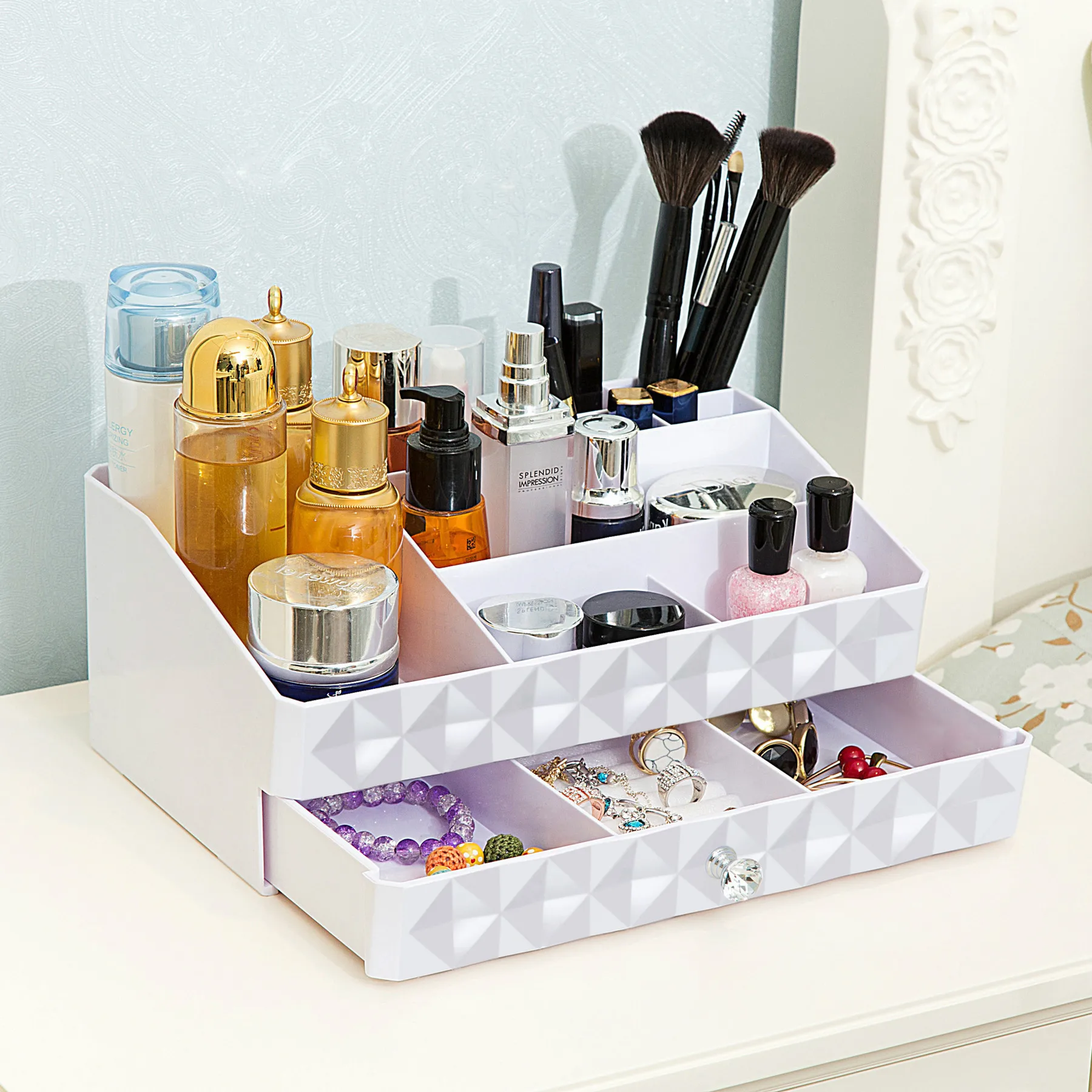 

Plastic Make Up Organizer Makeup Storage Of Cosmetics Box Case Dressing Table Holder Office Cosmetic Organizer Drawer Case Black