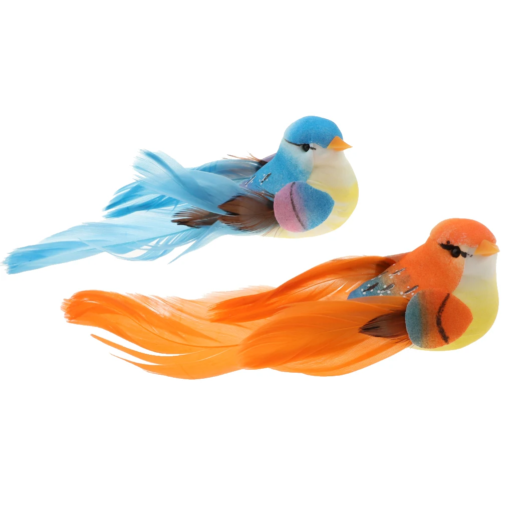2Pcs/Set Artificial Foam Feathered Birds with Clip Home Decor Party Accessories