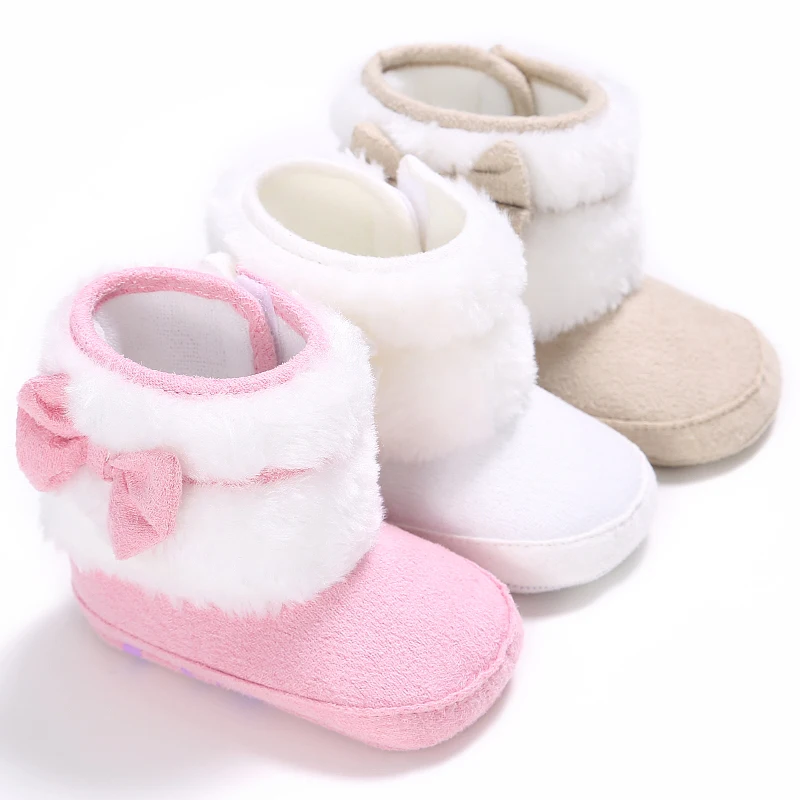 Для новорожденных Для мальчиков ясельного возраста для девочек зимние теплые ботинки, обувь детская кроватка лук Prewalkers