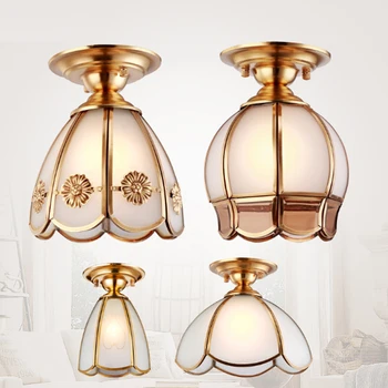 

European style copper ceiling lights bedroom lamp living room lamp garden ceiling light American corridor balcony bar lamp