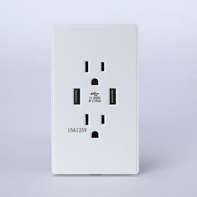 

1PCS SS010 American-Standard Power Socket Electrical Socket Outlet Convenience Receptacle panel With USB socket UL 15A 125V