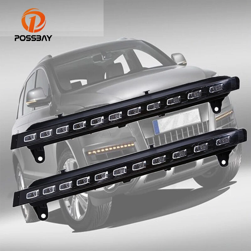 

POSSBAY Car Daylights for Audi Q7 (4L) '2005 2006 2007 2008 2009 Pre-facelift LED DRL Daytime Running Lights White Yellow Signal